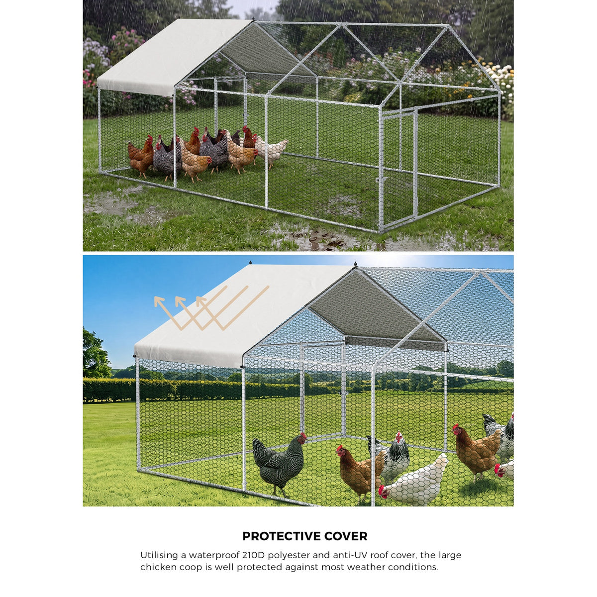 Alopet 3x2x1.5M Chicken Coop with Cover Poultry Cage Run Yard Pet Rabbit Hutch