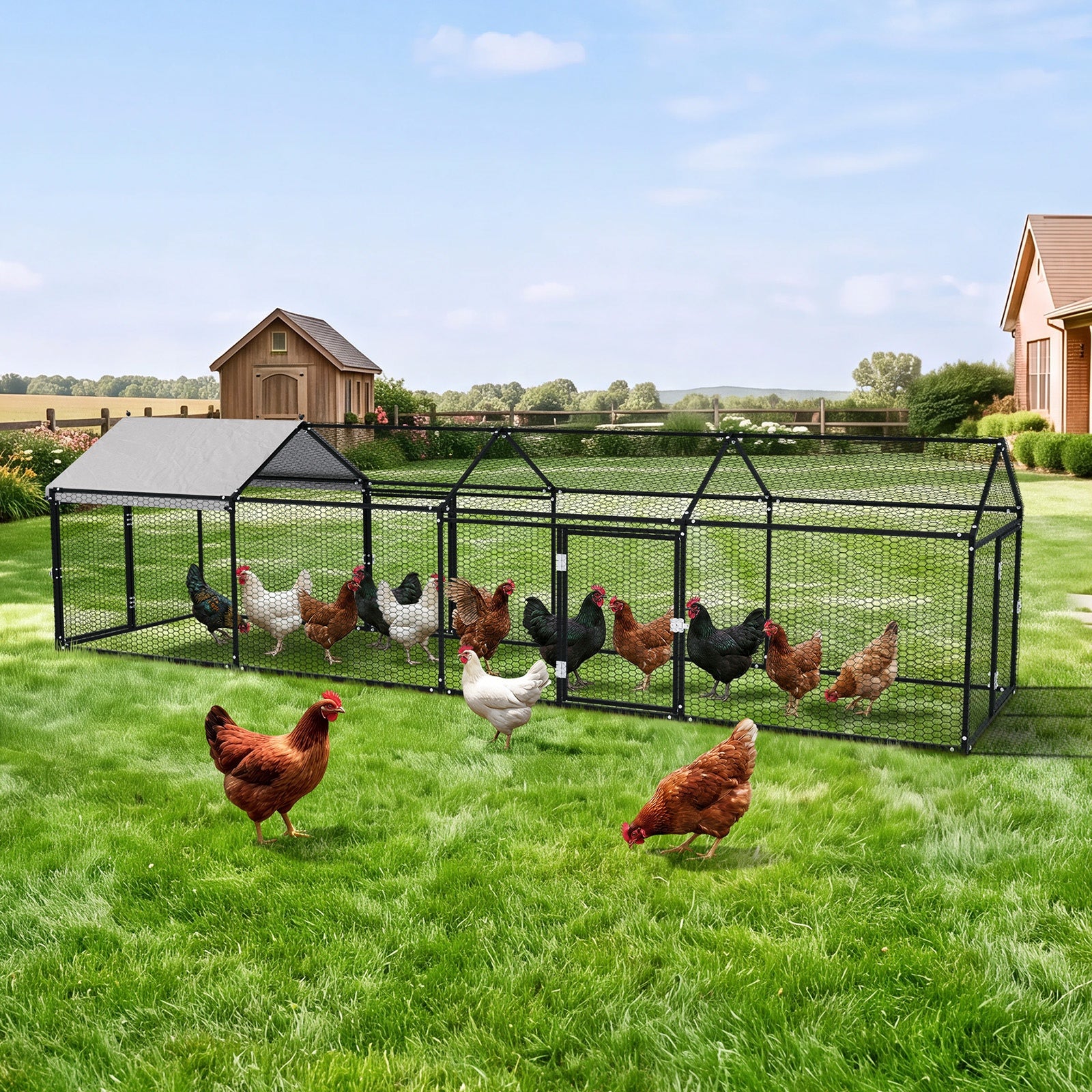 Alopet 4x1x1M Chicken Coop with Cover Poultry Cage Run Yard Pet Rabbit Hutch
