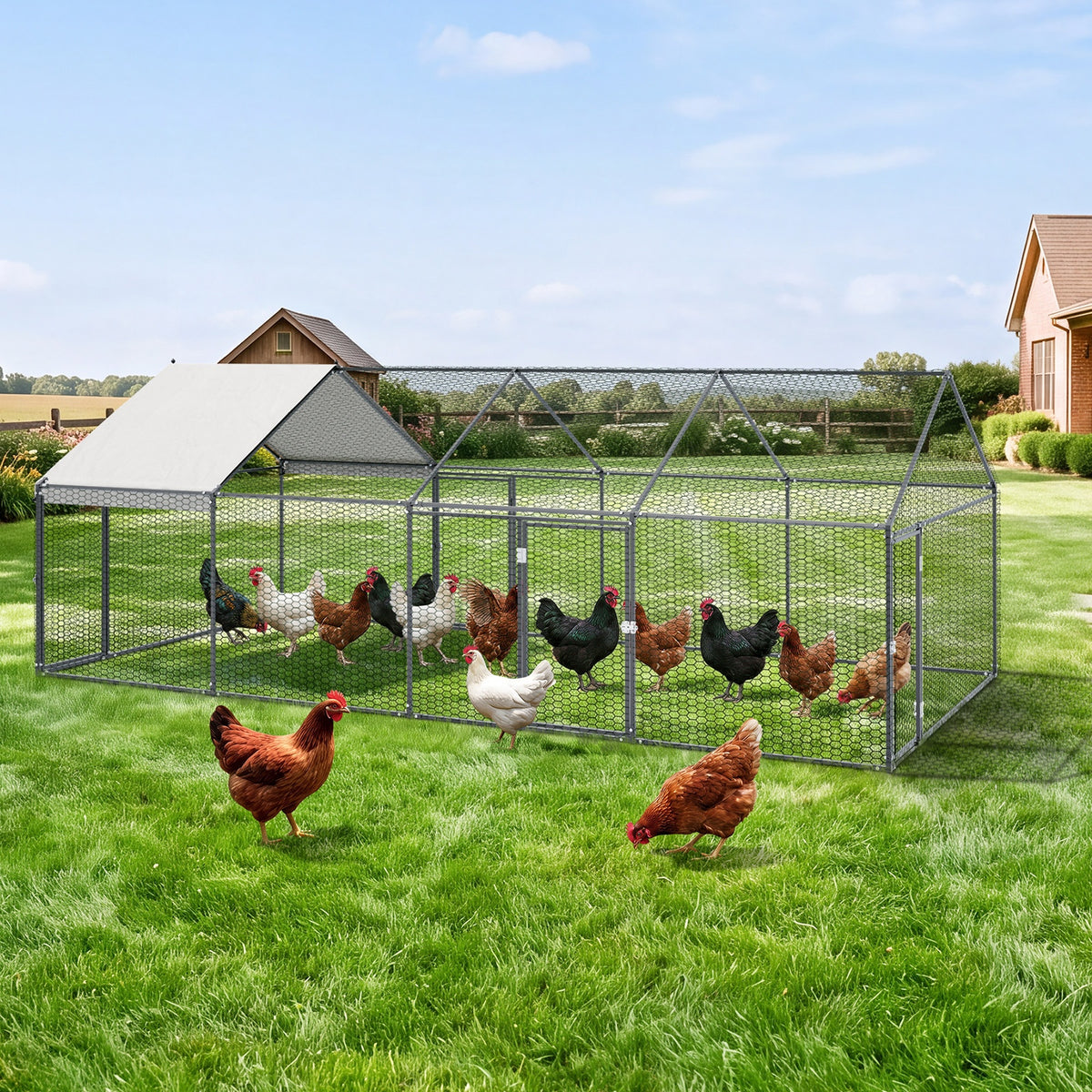 Alopet 4x2x1.5M Chicken Coop with Cover Poultry Cage Run Yard Pet Rabbit Hutch
