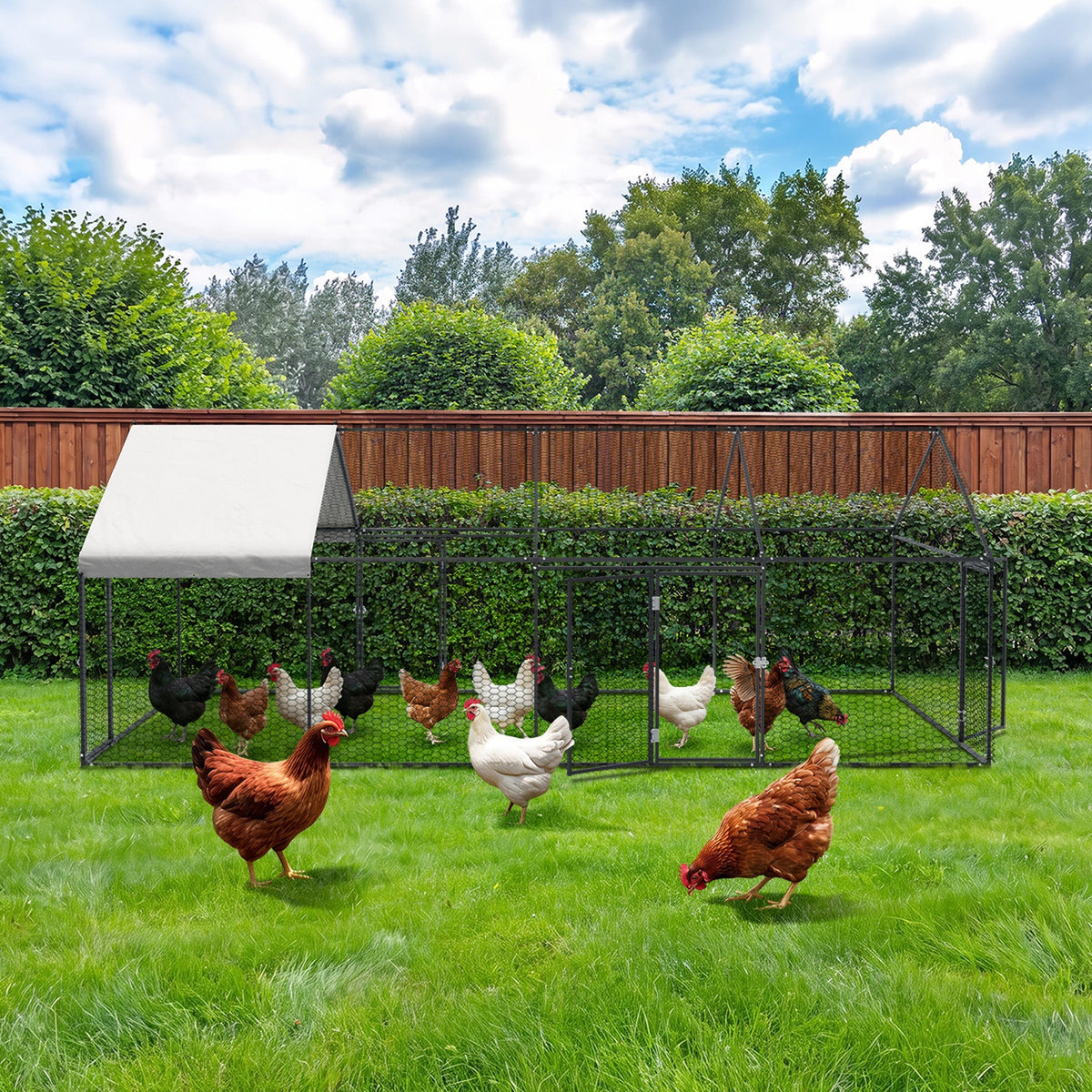 Alopet 4x2x1.5M Chicken Coop with Cover Poultry Cage Run Yard Pet Rabbit Hutch