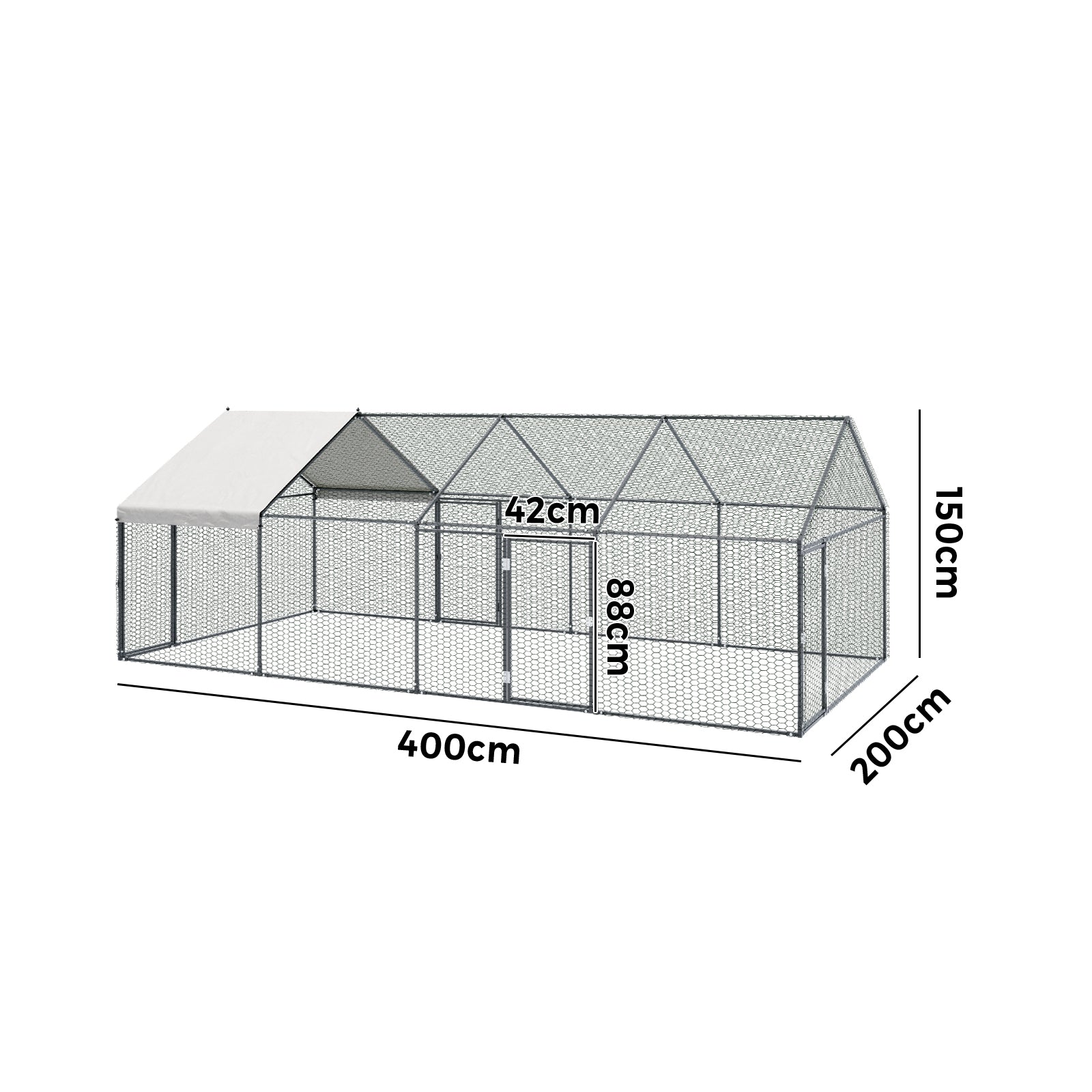 Alopet 4x2x1.5M Chicken Coop with Cover Poultry Cage Run Yard Pet Rabbit Hutch