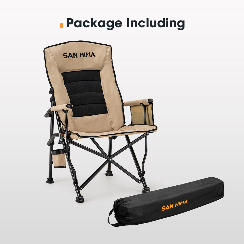 San Hima Folding Camping Chair Outdoor Portable Thick Padding Recliner Khaki - Sunyee