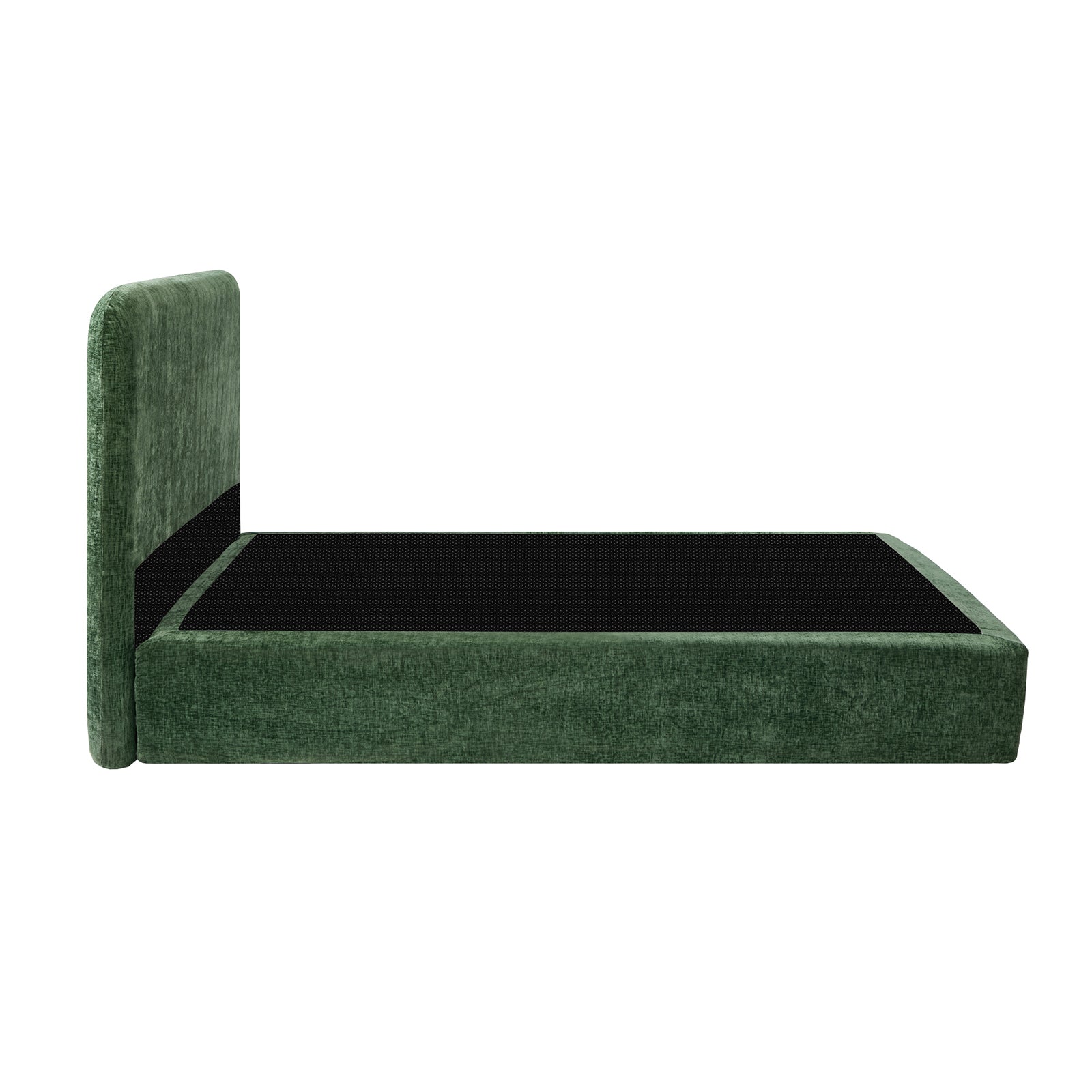 Oikiture Double Compressed Upholstered Bed Frame with Headboard Chenille Green