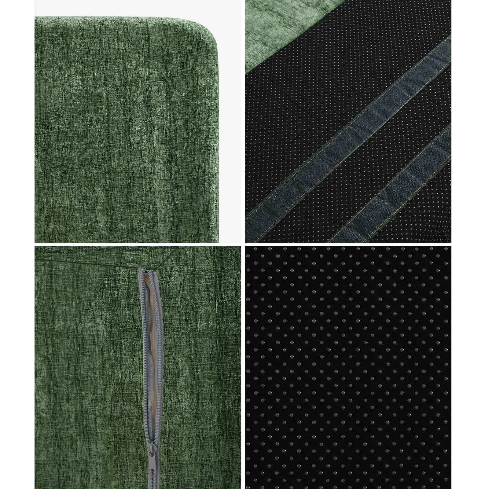 Oikiture Queen Compressed Upholstered Bed Frame with Headboard Chenille Green