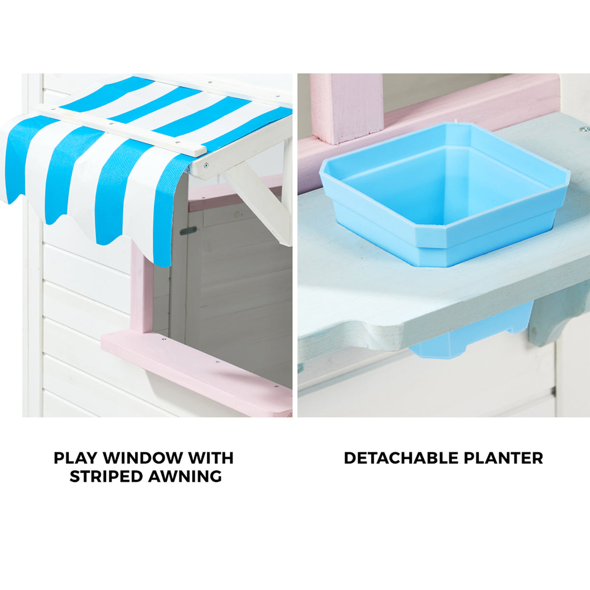 Mazam Kids Wooden Cubby House Outdoor Playhouse Cottage Awning Backyard Play