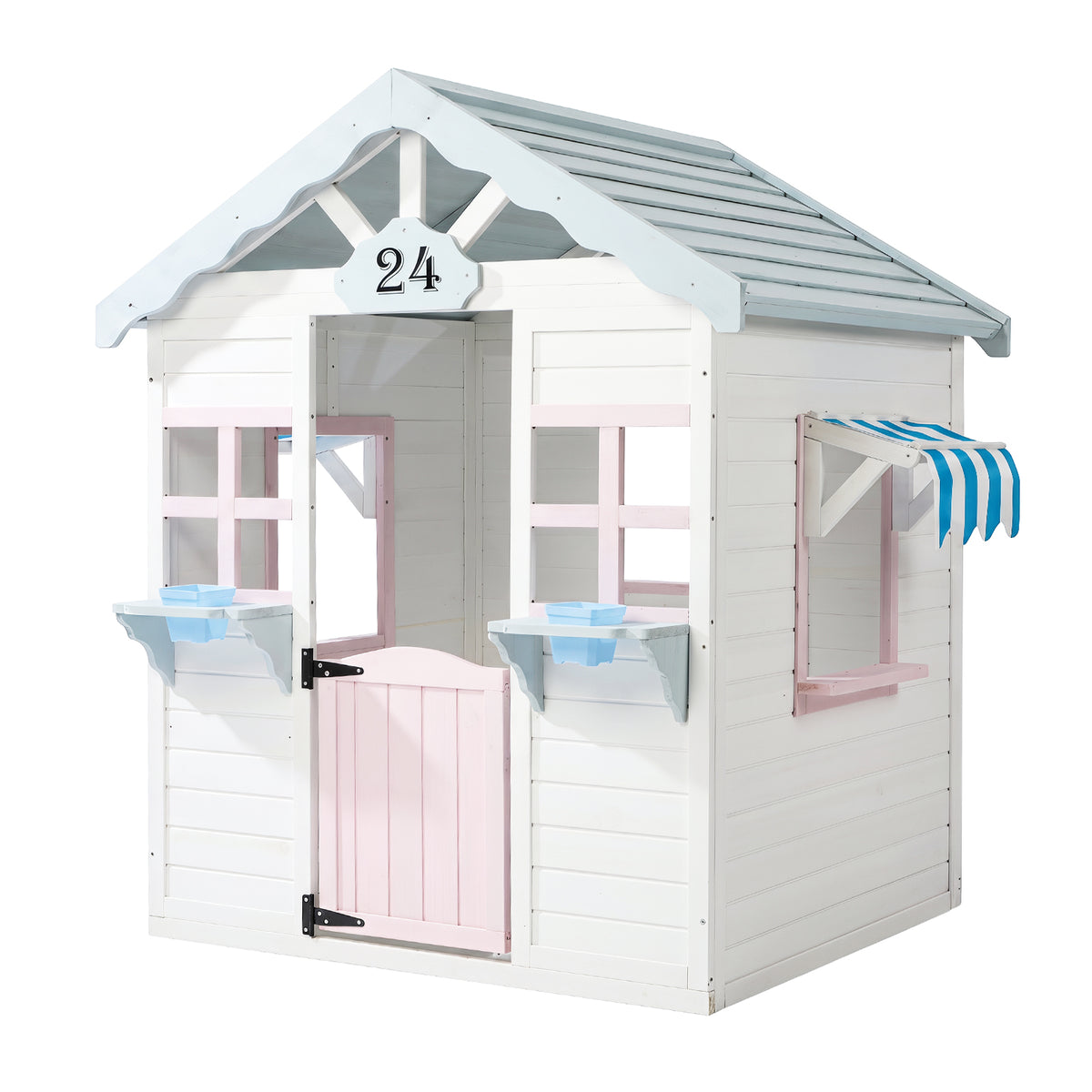 Mazam Kids Wooden Cubby House Outdoor Playhouse Cottage Awning Backyard Play