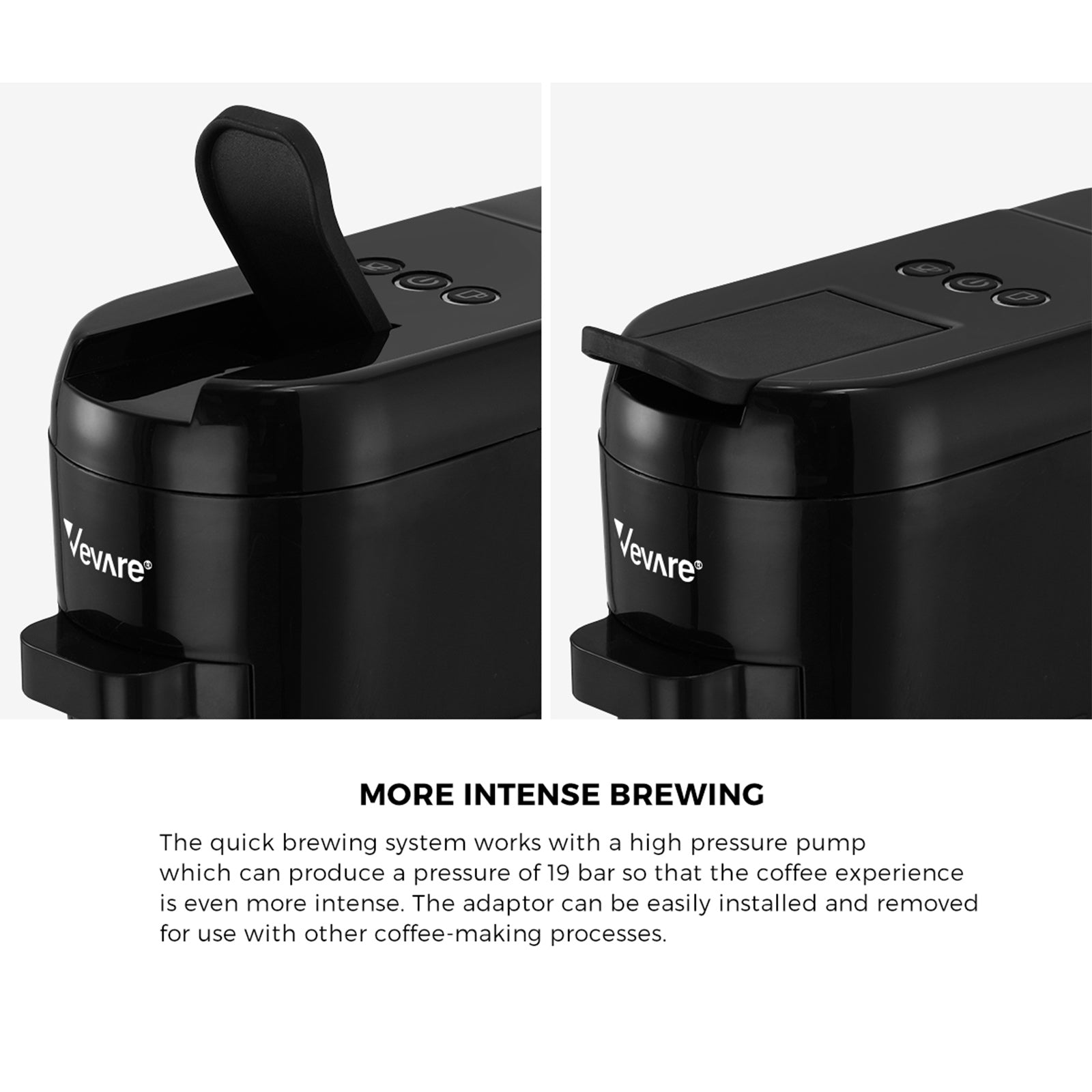 Vevare Capsule Coffee Machine 19 Bar 3in1 Nespresso Dolce-Gusto Maker Black - Sunyee