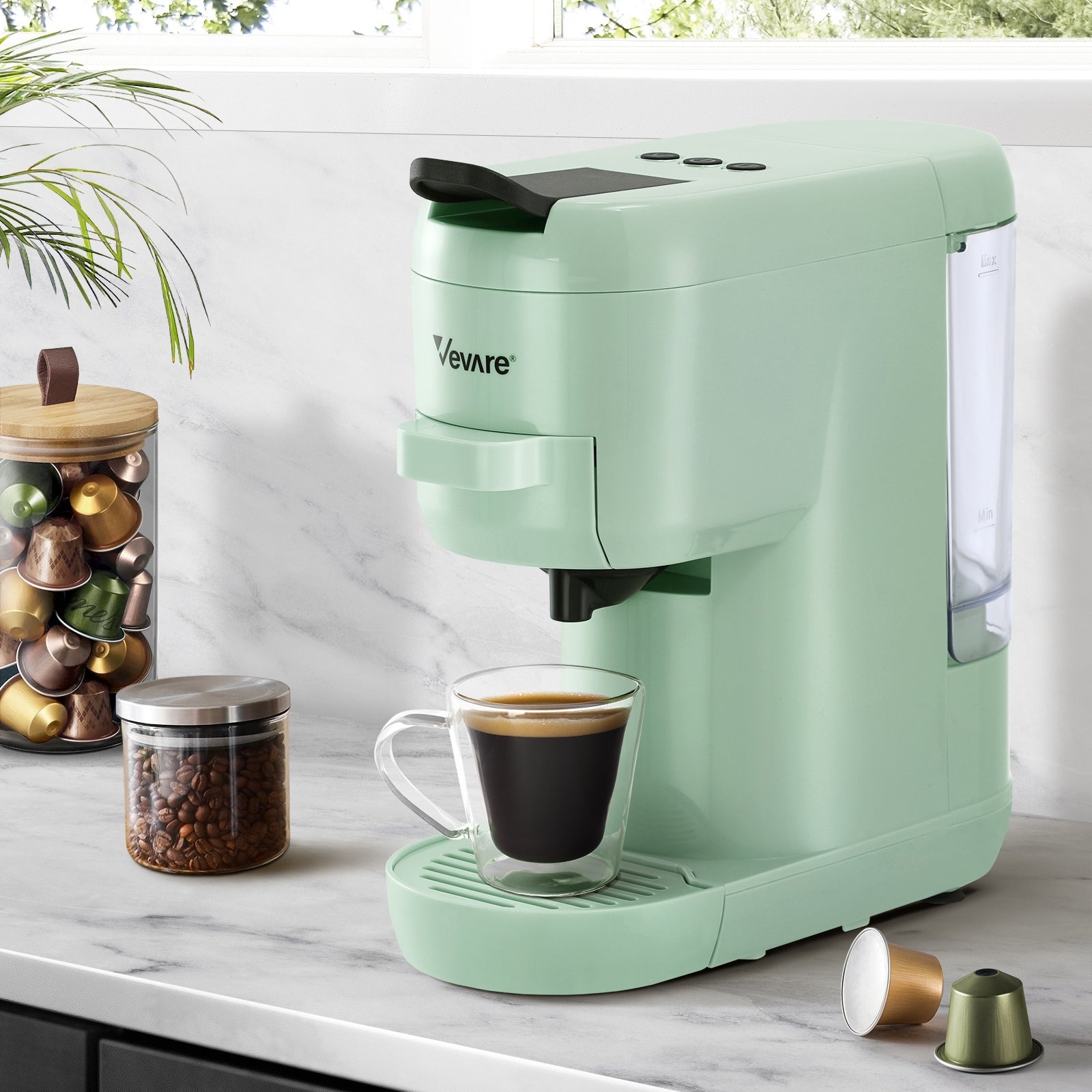Vevare Capsule Coffee Machine 19 Bars 3in1 Nespresso/Dolce-Gusto Maker Mint - Sunyee