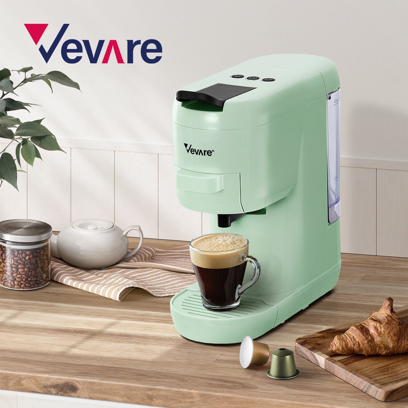 Vevare Capsule Coffee Machine 19 Bars 3in1 Nespresso/Dolce-Gusto Maker Mint - Sunyee