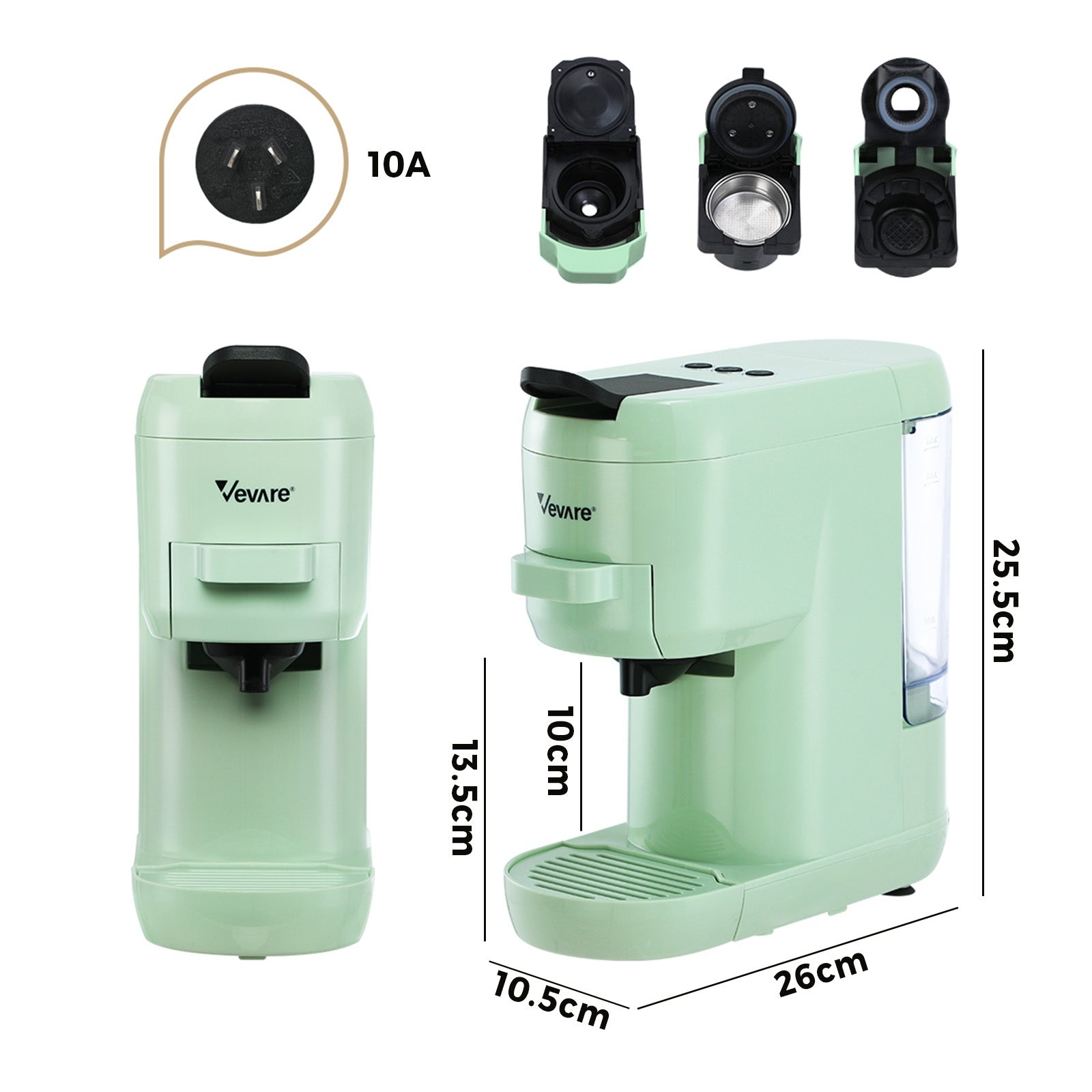 Vevare Capsule Coffee Machine 19 Bars 3in1 Nespresso/Dolce-Gusto Maker Mint - Sunyee