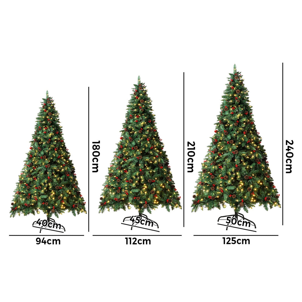 Tinseltown LED Christmas Tree 1.8M/2.1M/2.4M Xmas Trees Decorations Green Ornaments