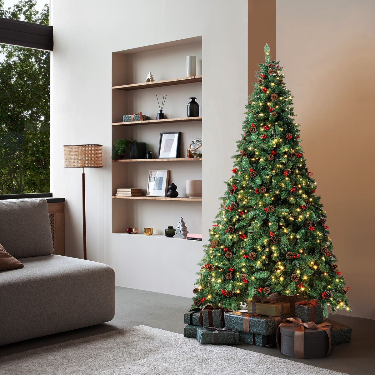 Tinseltown LED Christmas Tree 1.8M 6FT Xmas Trees Decorations Green with Ornaments