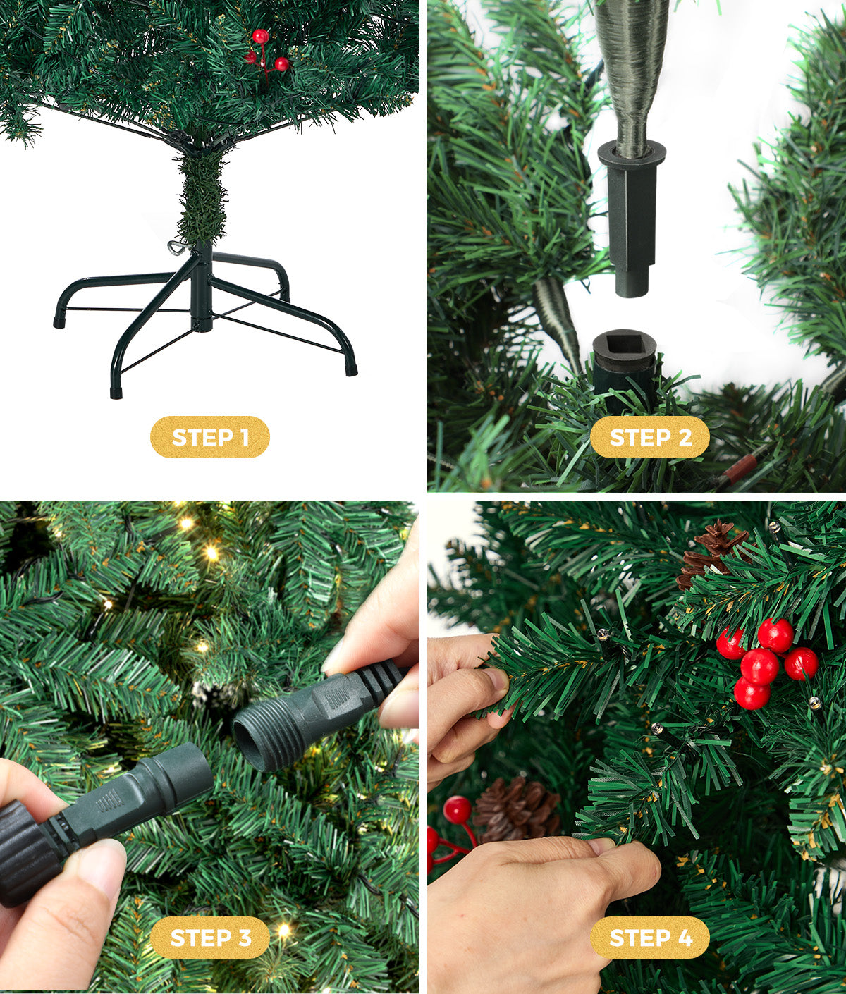 Tinseltown LED Christmas Tree 1.8M 6FT Xmas Trees Decorations Green with Ornaments