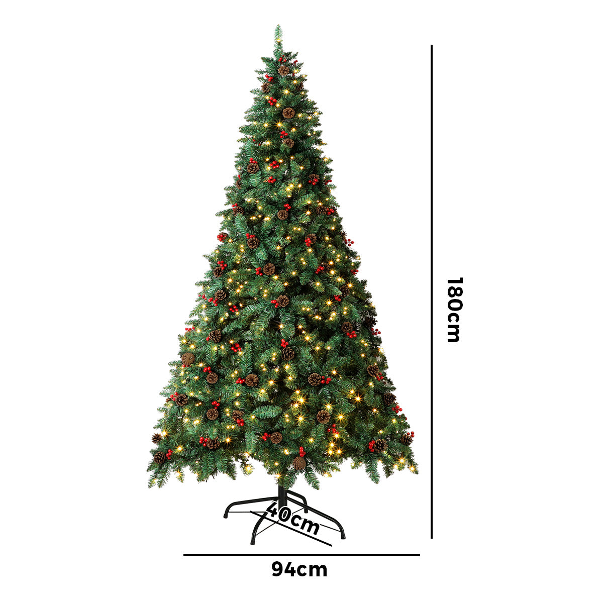 Tinseltown LED Christmas Tree 1.8M 6FT Xmas Trees Decorations Green with Ornaments