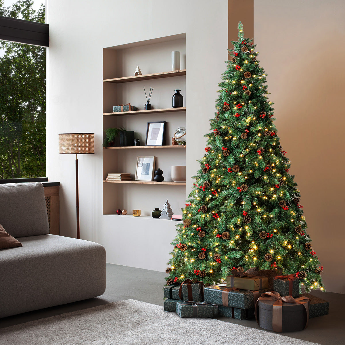 Tinseltown LED Christmas Tree 2.1M 7FT Xmas Trees Decorations Green with Ornaments