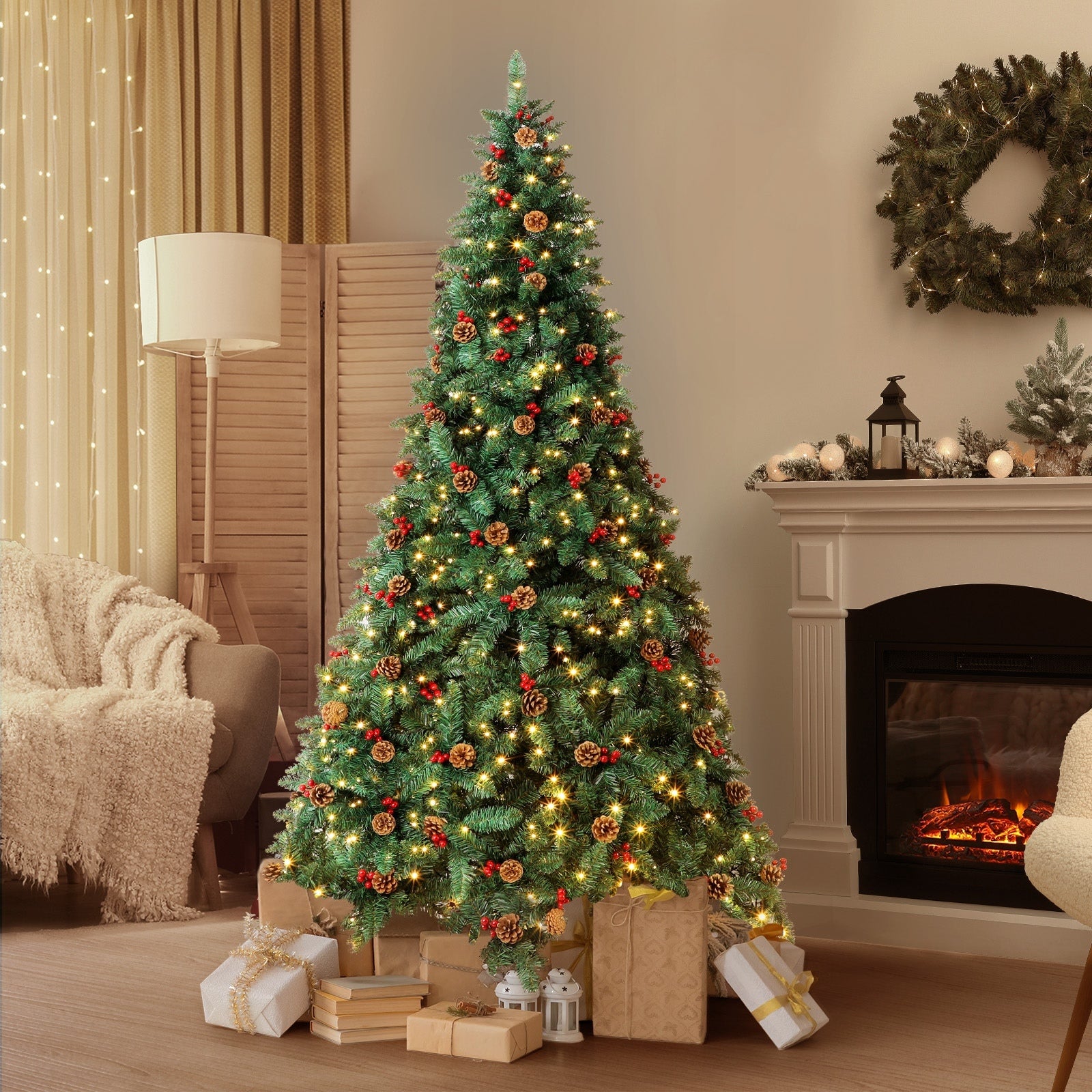 Tinseltown LED Christmas Tree 2.1M 7FT Xmas Trees Decorations Green with Ornaments - Sunyee