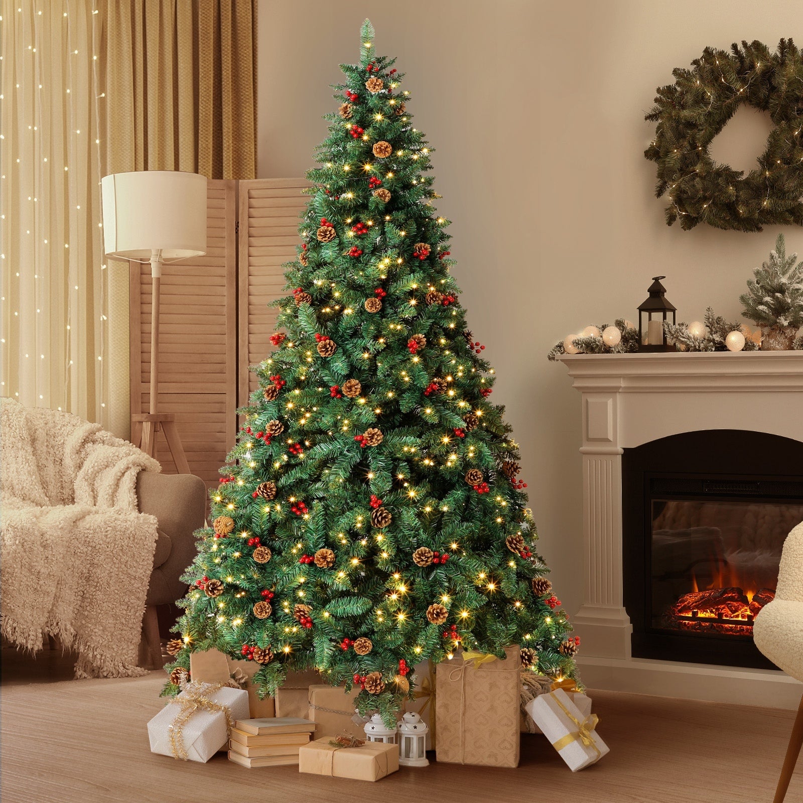 Tinseltown LED Christmas Tree 2.4M 8FT Xmas Trees Decorations Green with Ornaments - Sunyee