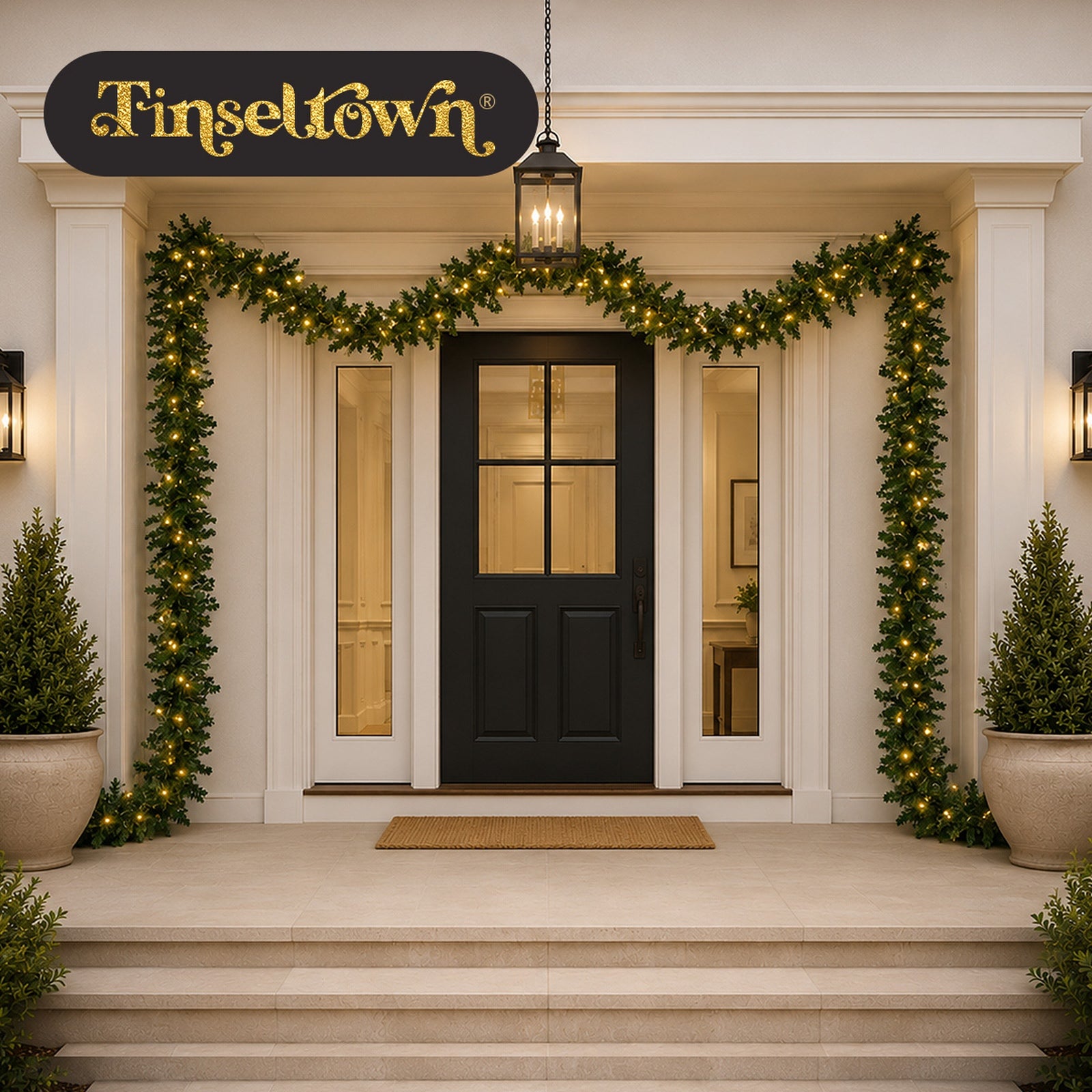 Tinseltown 10M LED Pre Lit Christmas Garland Door Stairs Fireplace Decor Green
