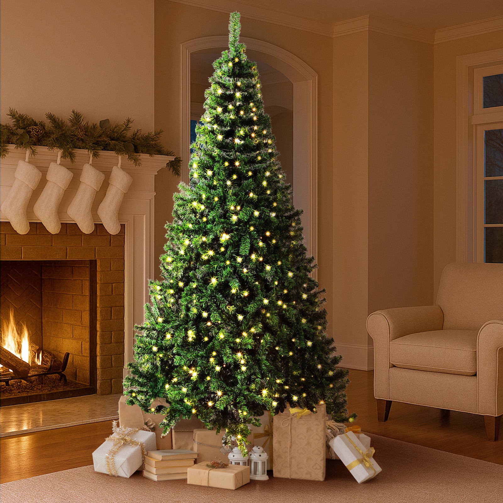 Tinseltown LED Christmas Tree 2.4M 8FT Xmas Trees Decorations Green 1450 Tips