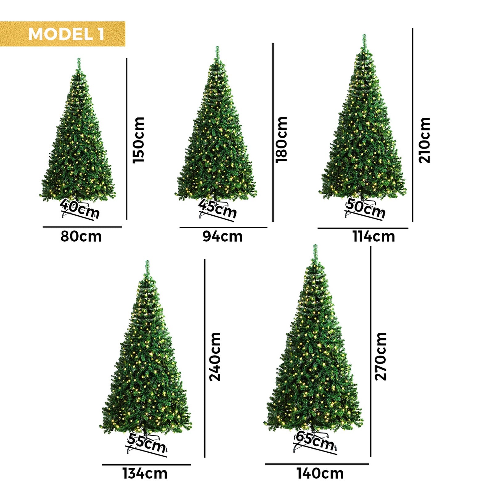 Tinseltown Christmas Tree LED 1.5M/1.8M/2.1M/2.4M/2.7M Xmas Trees Decorations - Sunyee