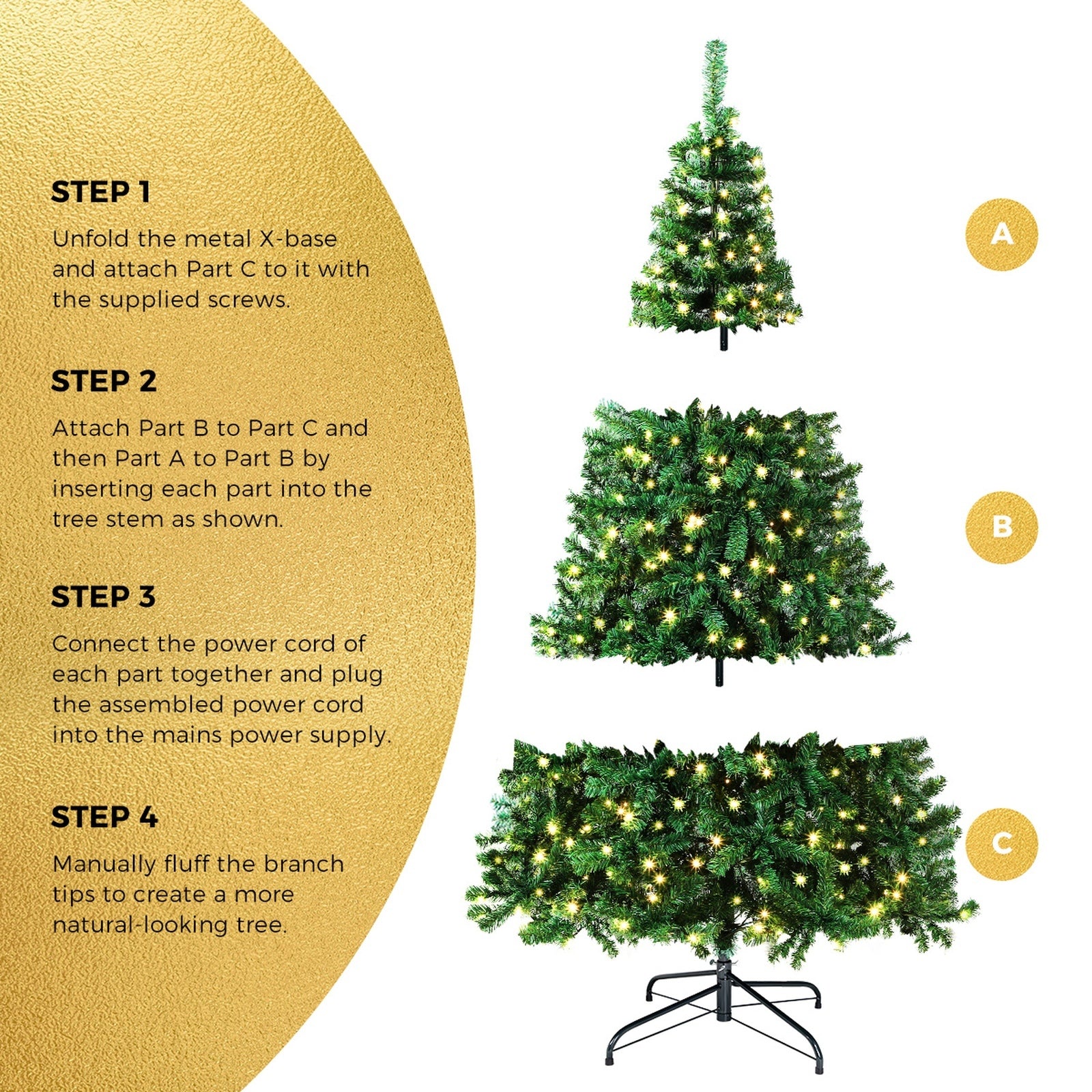 Tinseltown LED Christmas Tree 1.8M 6FT with Rattan Tree Skirt Warm Light Green - Sunyee
