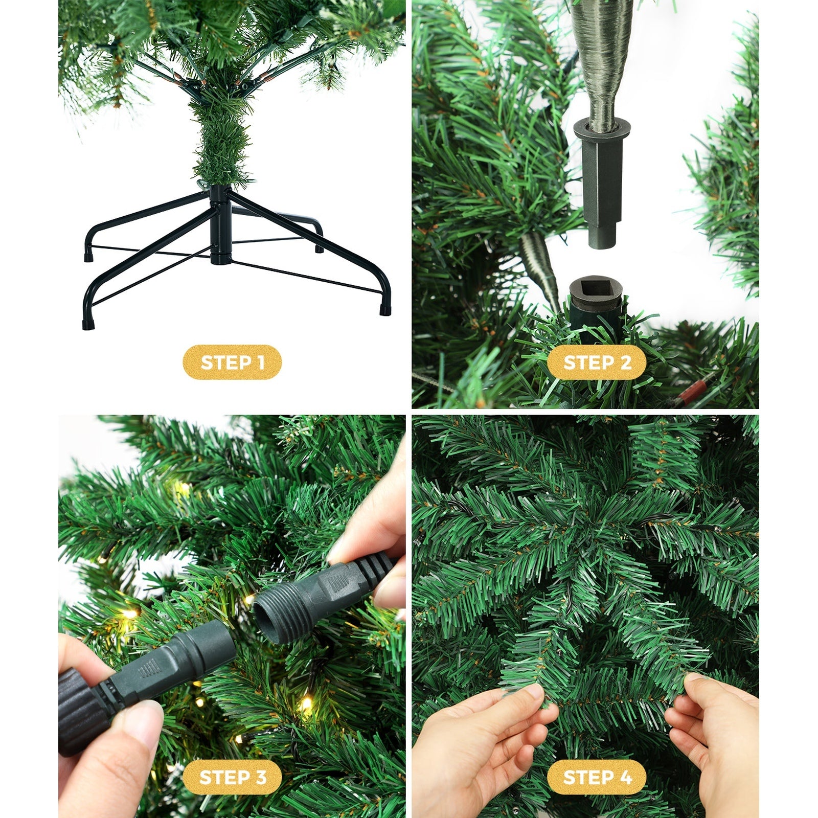 Tinseltown LED Christmas Tree 1.8M 6FT with Rattan Tree Skirt Warm Light Green - Sunyee