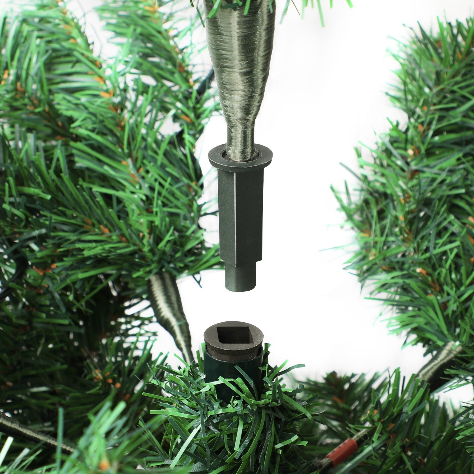 Tinseltown LED Christmas Tree 1.8M 6FT with Rattan Tree Skirt Warm Light Green - Sunyee