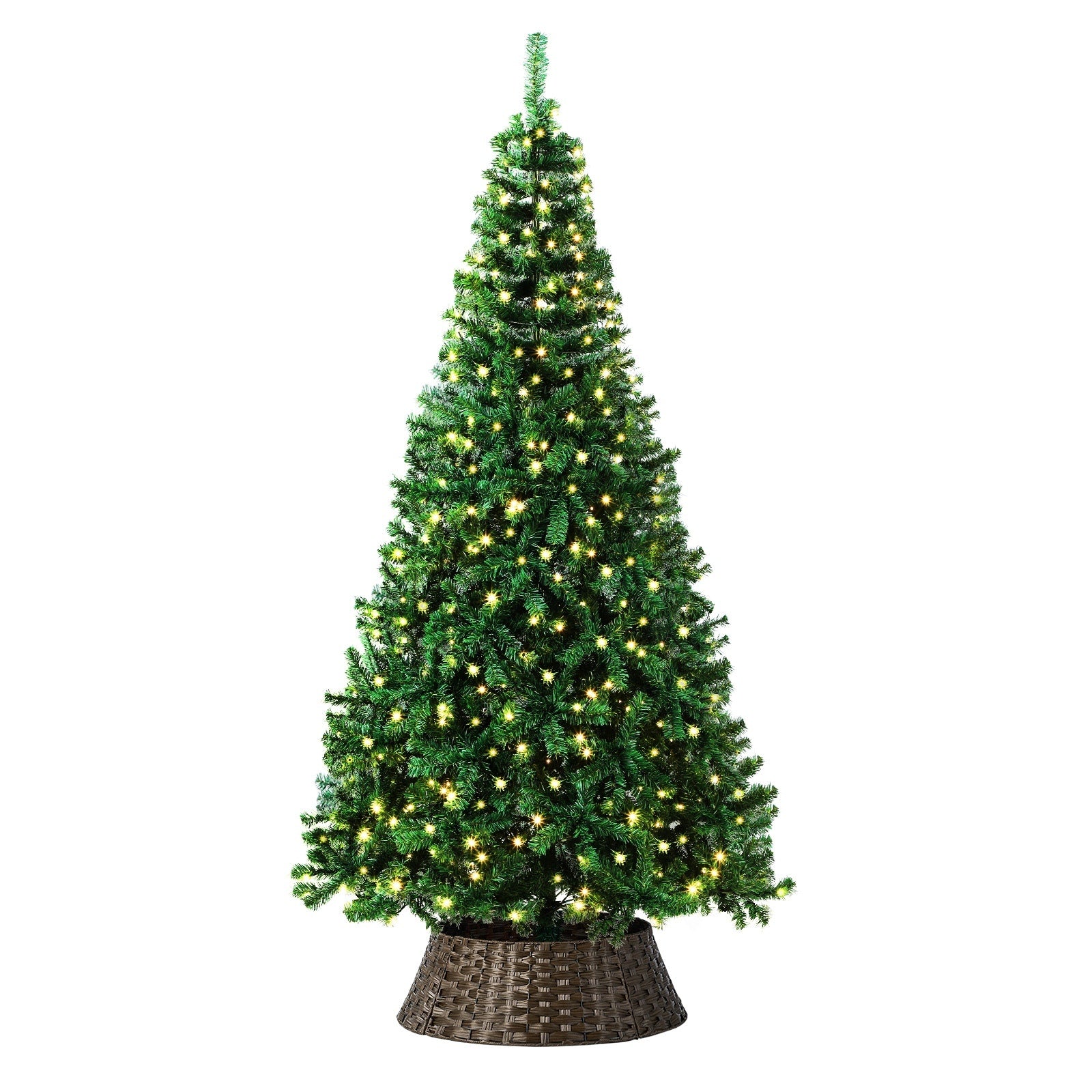 Tinseltown LED Christmas Tree 1.8M 6FT with Rattan Tree Skirt Warm Light Green - Sunyee