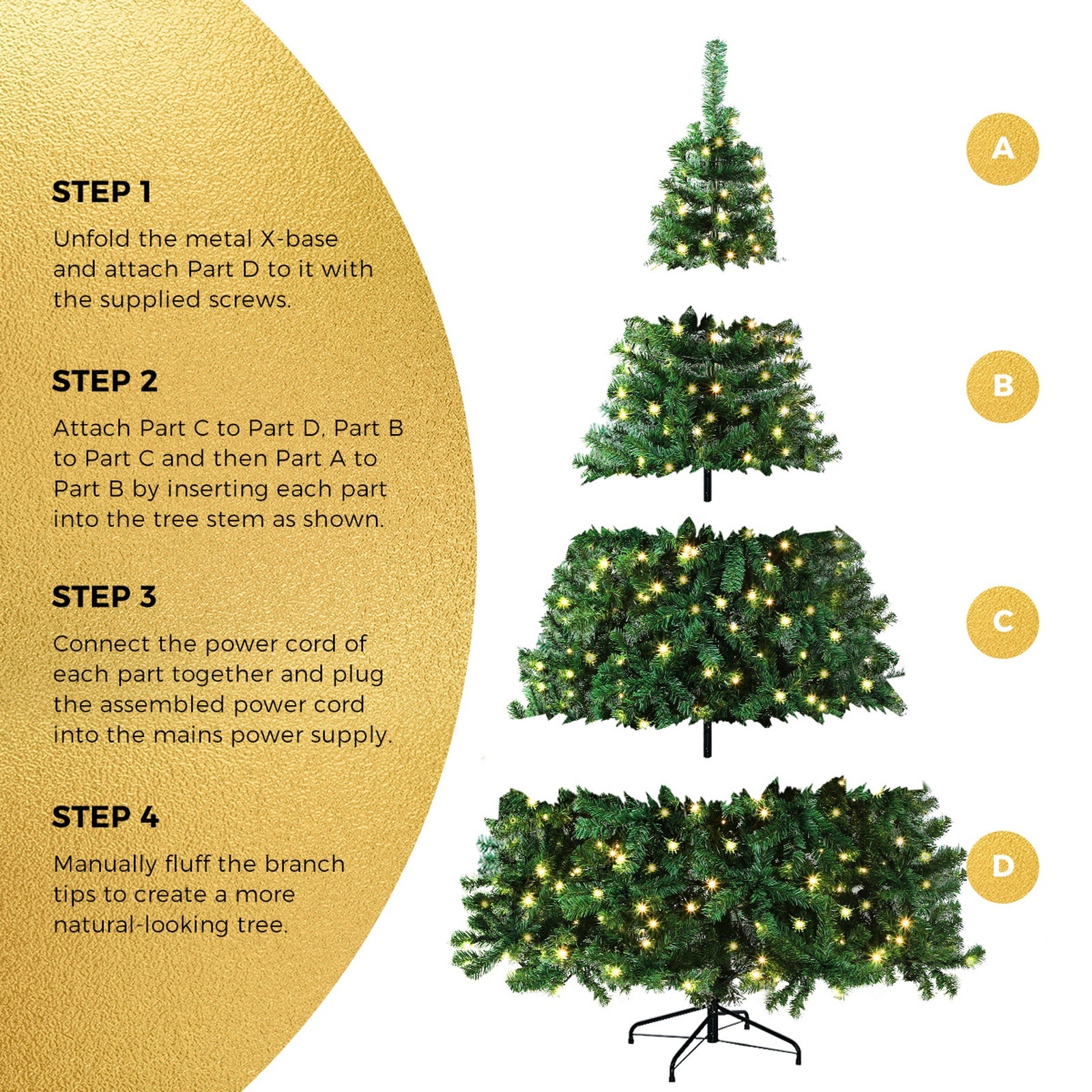 Tinseltown LED Christmas Tree 8FT 2.4M Xmas Trees Decor with Red Tree Skirt