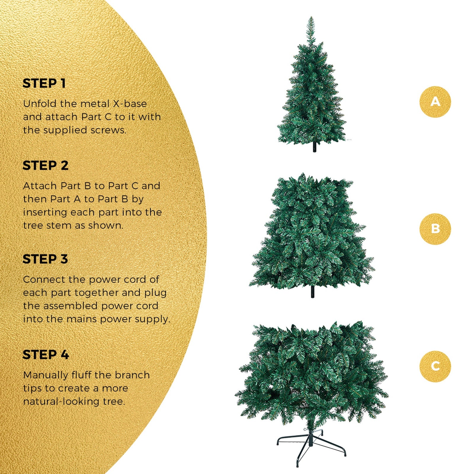 Tinseltown LED Christmas Tree 2.1M 7FT Multi Colour Lights 8 Flash Modes - Sunyee