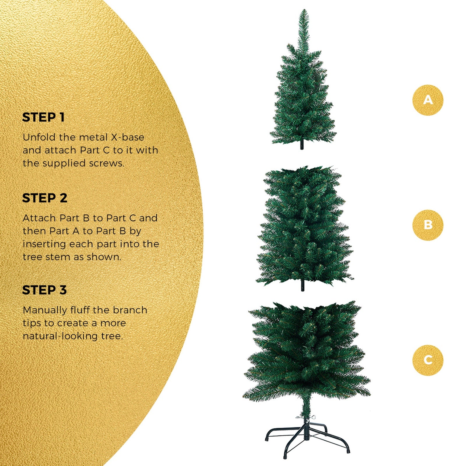 Tinseltown Slim Christmas Tree 1.8M 6FT Xmas Trees Decoration Green - Sunyee