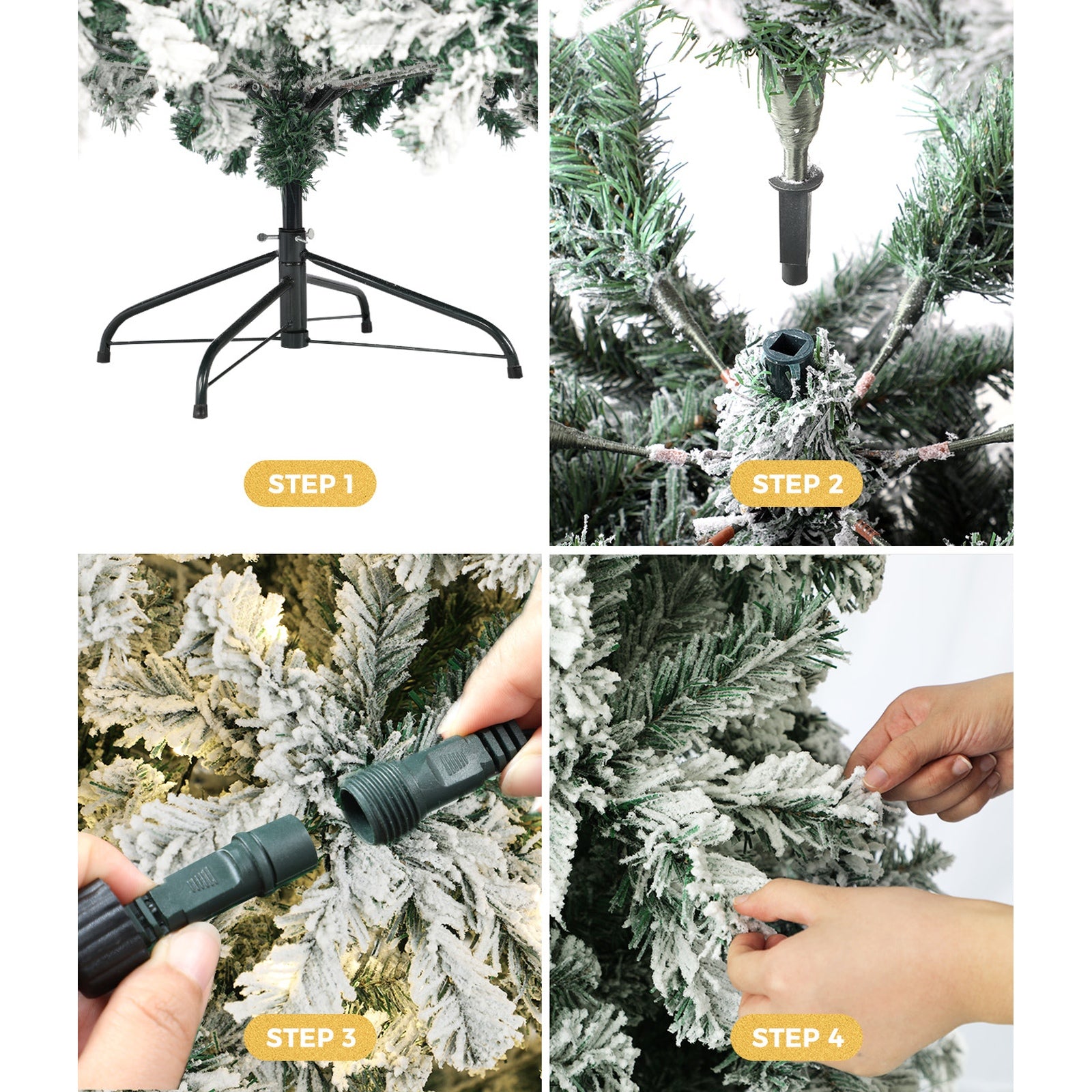 Tinseltown LED Christmas Tree 1.8M/2.1M/2.4M Xmas Trees White Snow Flocked Decoration - Sunyee