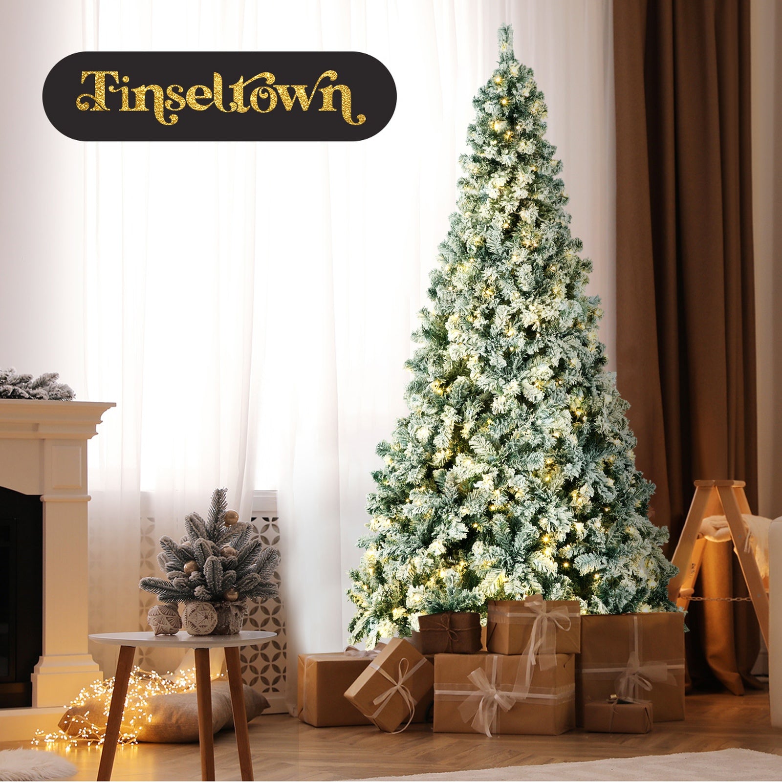 Tinseltown LED Christmas Tree 1.8M/2.1M/2.4M Xmas Trees White Snow Flocked Decoration - Sunyee