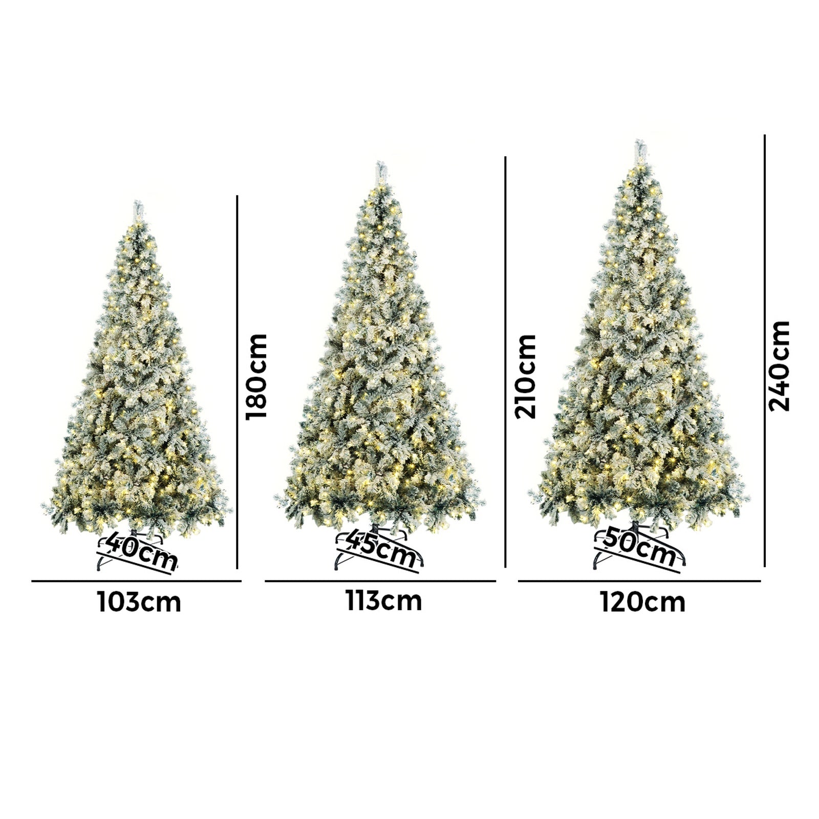 Tinseltown LED Christmas Tree 1.8M/2.1M/2.4M Xmas Trees White Snow Flocked Decoration - Sunyee