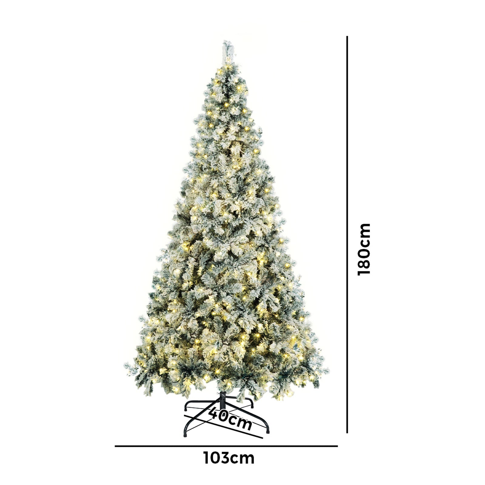 Tinseltown LED Christmas Tree 1.8M 6FT Xmas Trees White Snow Flocked Decorations - Sunyee