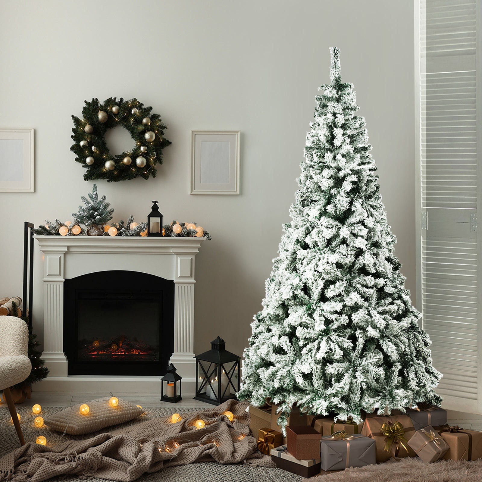 Tinseltown Christmas Tree 1.8M/2.1M/2.4M Xmas Trees Decoration White Snow Flocked - Sunyee