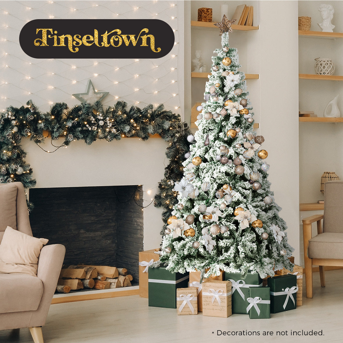Tinseltown Christmas Tree 1.8M/2.1M/2.4M Xmas Trees Decoration White Snow Flocked - Sunyee