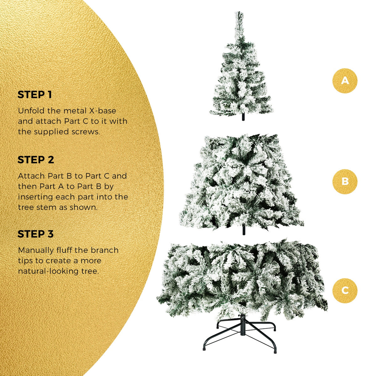 Tinseltown Christmas Tree 1.8M 6FT Xmas Trees Decorations White Snow Flocked 600 Tips
