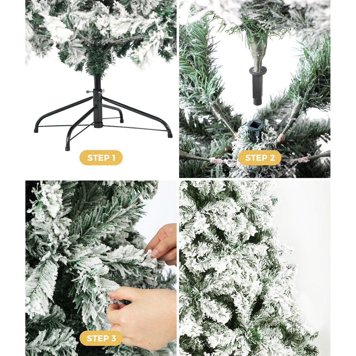 Tinseltown Christmas Tree 1.8M 6FT Xmas Trees Decorations White Snow Flocked 600 Tips