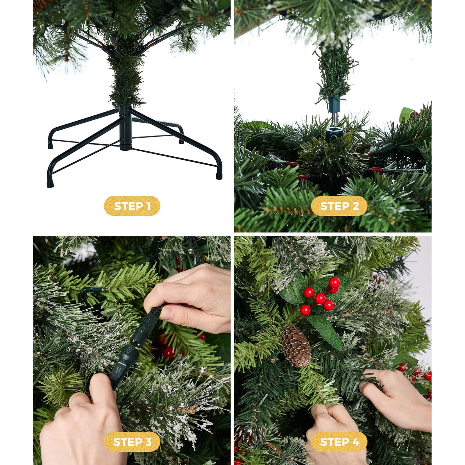 Tinseltown LED Christmas Tree 2.1M 7FT with Lights Ornaments Xmas Decor Green