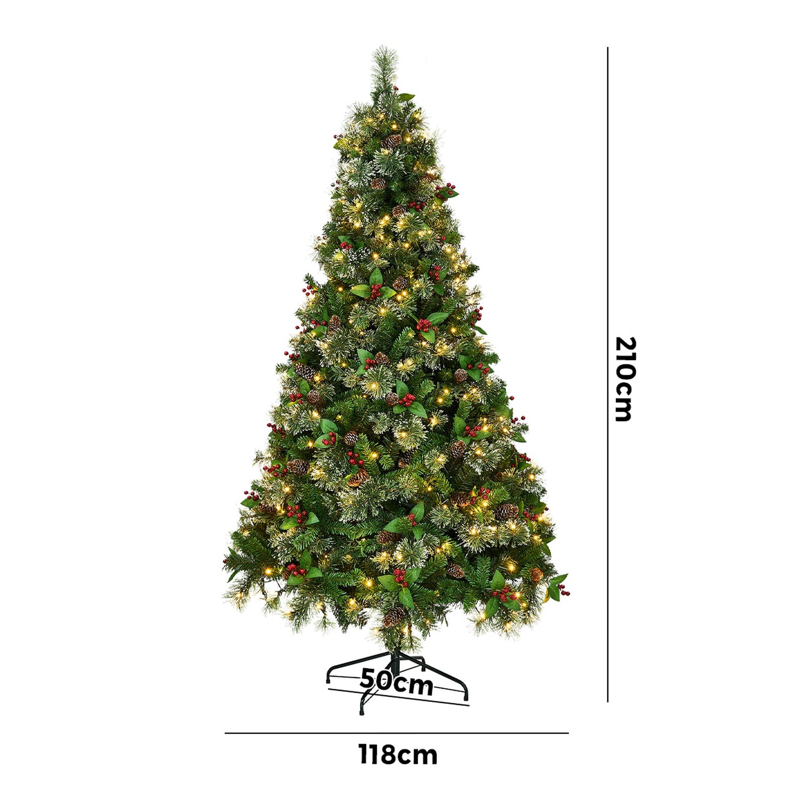 Tinseltown LED Christmas Tree 2.1M 7FT with Lights Ornaments Xmas Decor Green