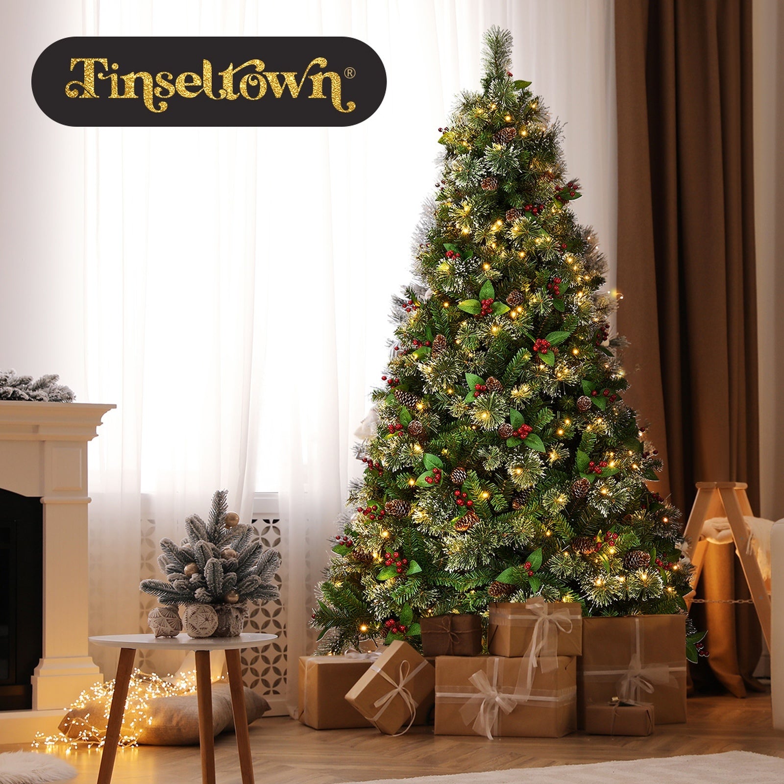 Tinseltown LED Christmas Tree 1.8M/2.1M with Lights Ornaments Xmas Decor Green