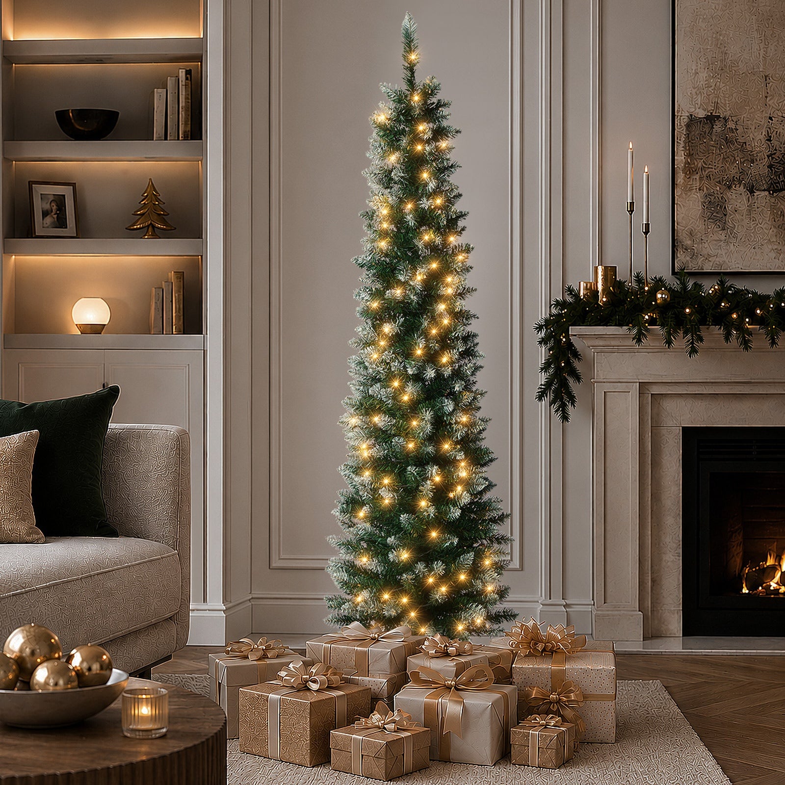 Tinseltown Slim LED Christmas Tree 6FT 1.8M Warm Lights 300 Tips