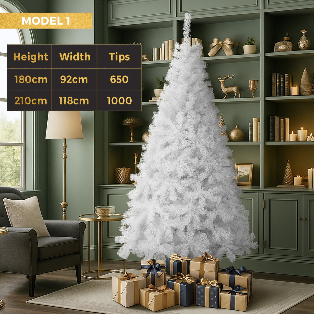Tinseltown Christmas Tree 1.8M/2.1M/2.4M LED Lights White Green