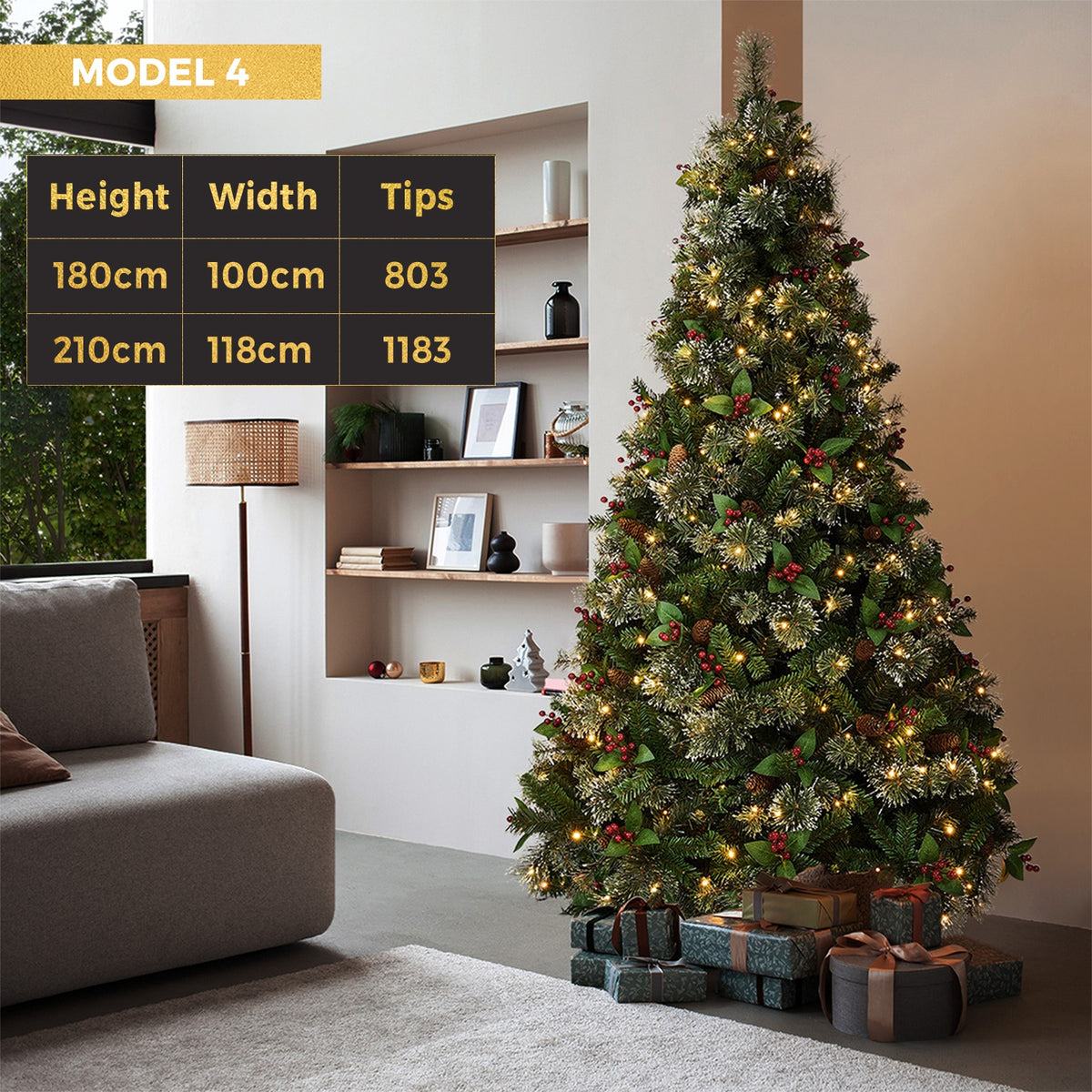 Tinseltown Christmas Tree 1.8M/2.1M/2.4M LED Lights White Green