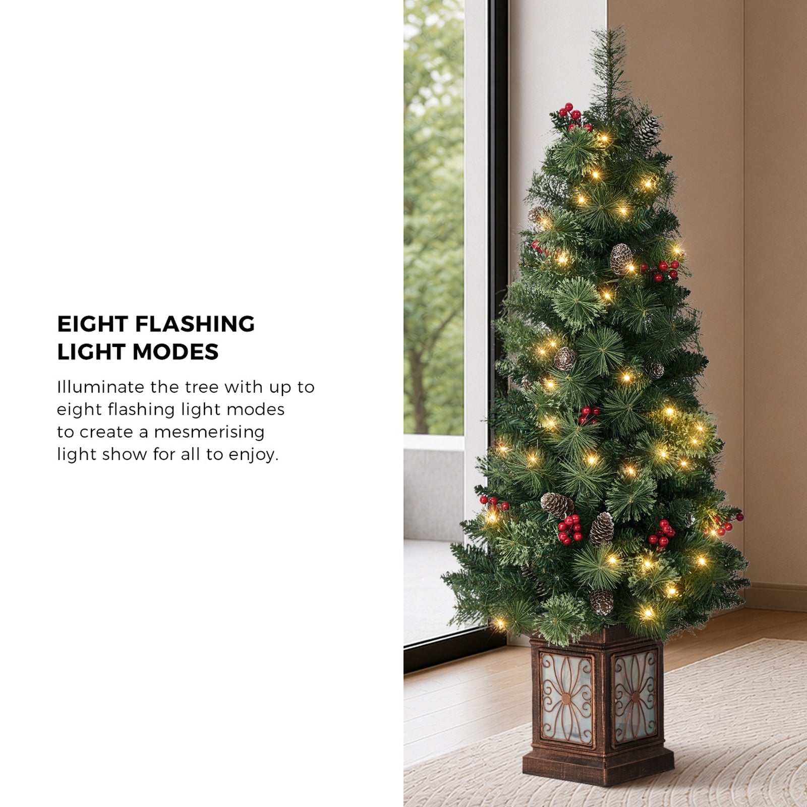 Tinseltown LED Christmas Tree Home 8 Flash Modes Battery Powered 120cm Green