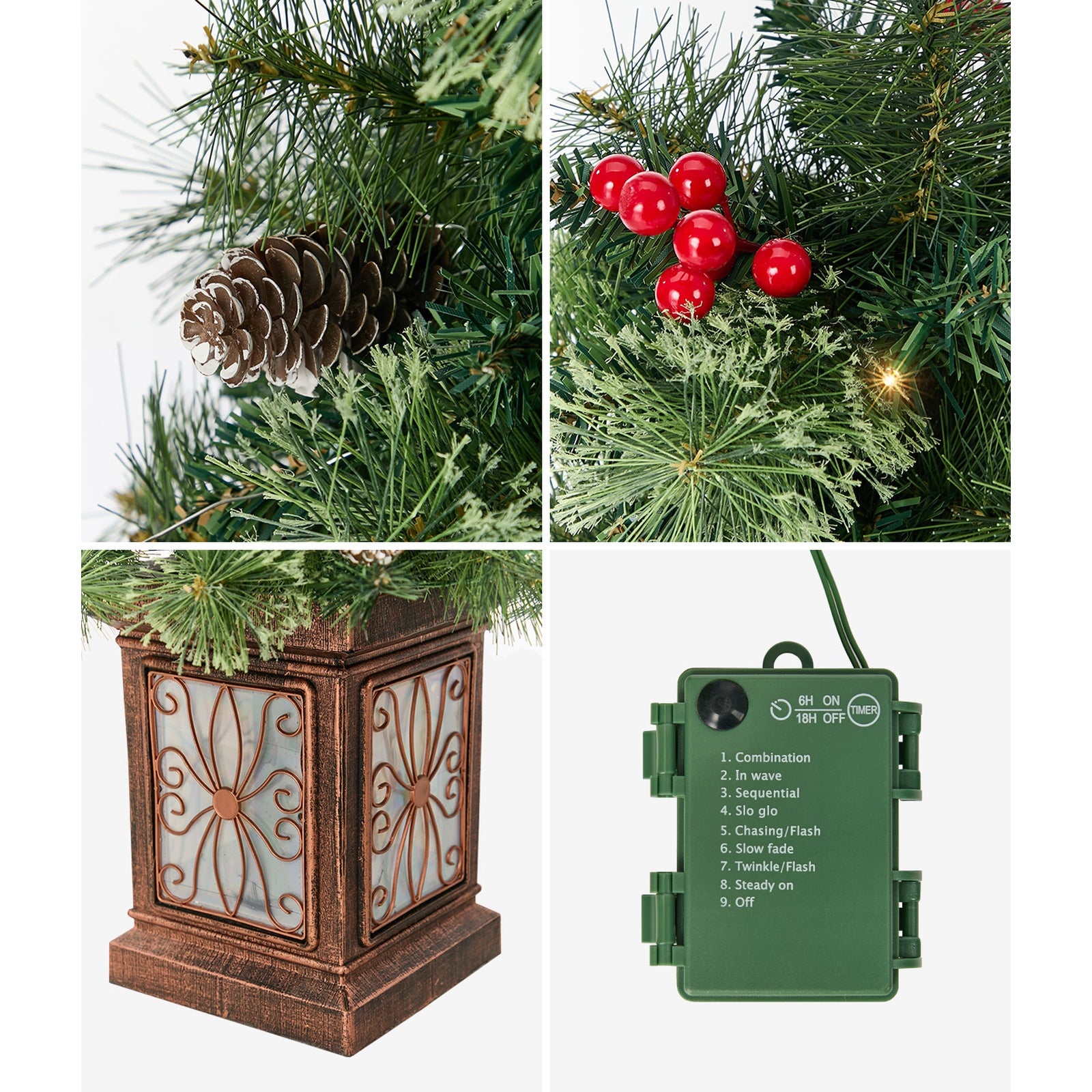 Tinseltown LED Christmas Tree Home 8 Flash Modes Battery Powered 120cm Green