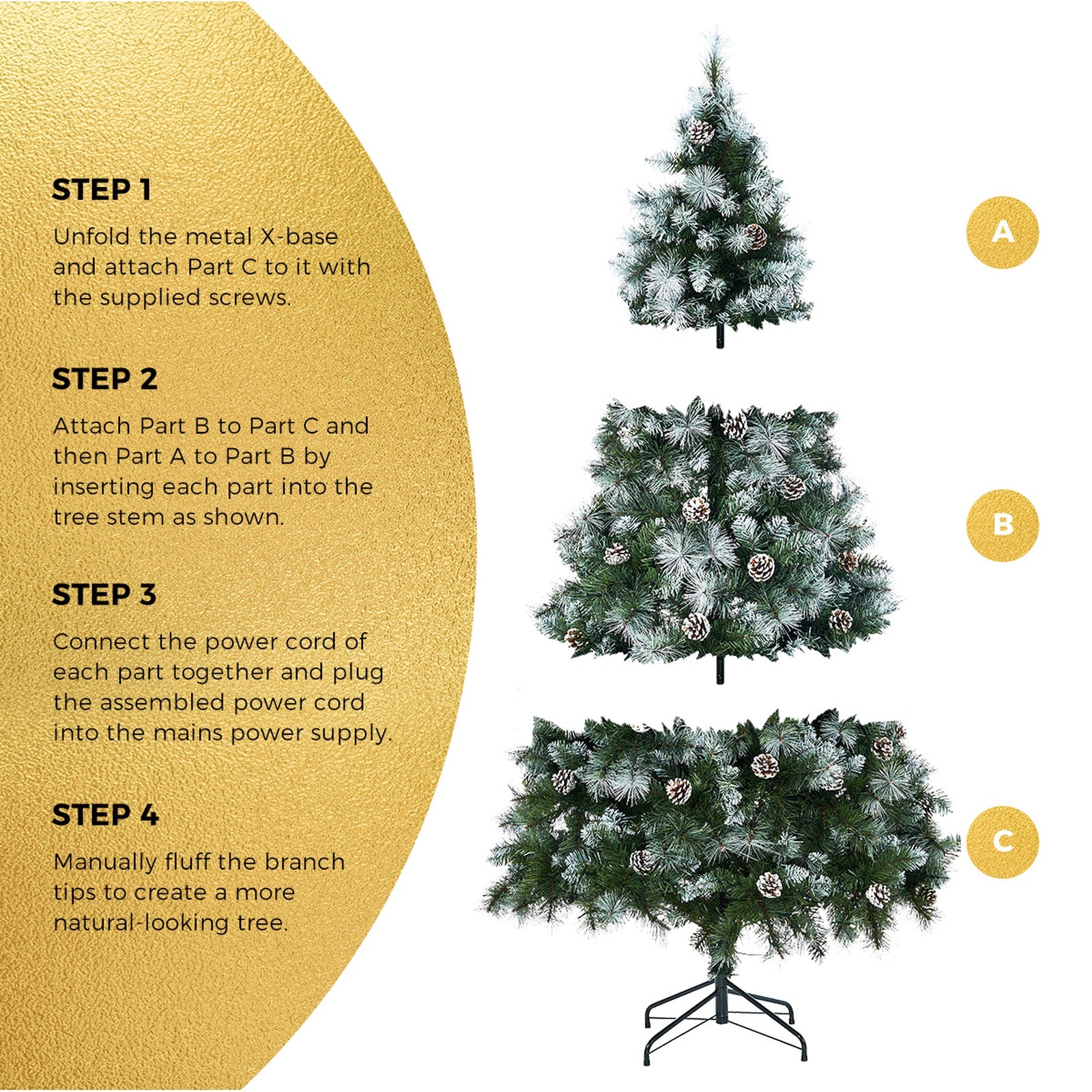 Tinseltown LED Christmas Tree 1.8M 6FT Pre-lit Light 8 Flash Modes Pine Cones - Sunyee