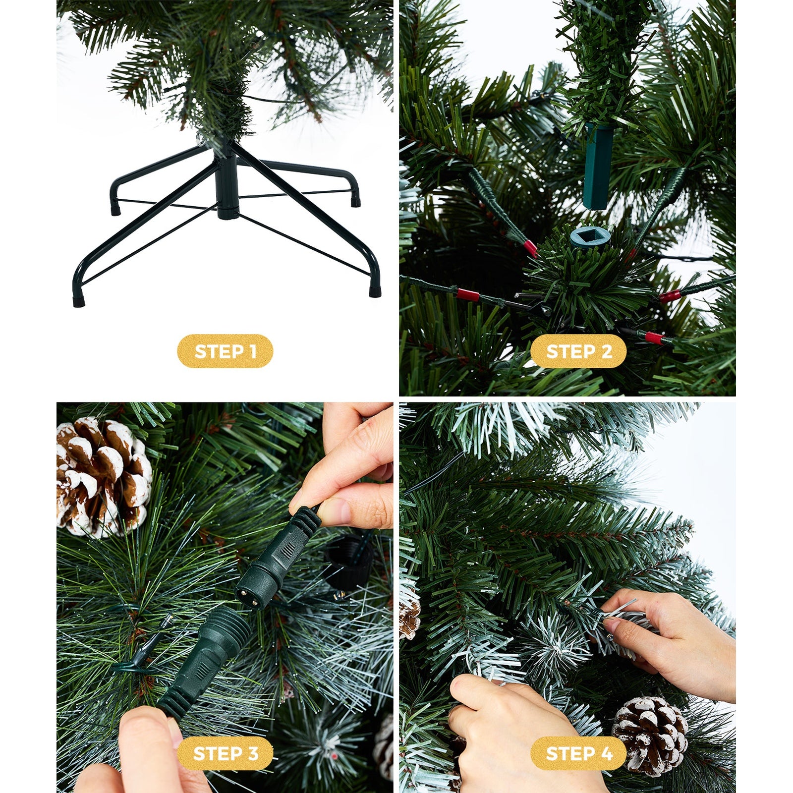 Tinseltown LED Christmas Tree 1.8M 6FT Pre-lit Light 8 Flash Modes Pine Cones - Sunyee