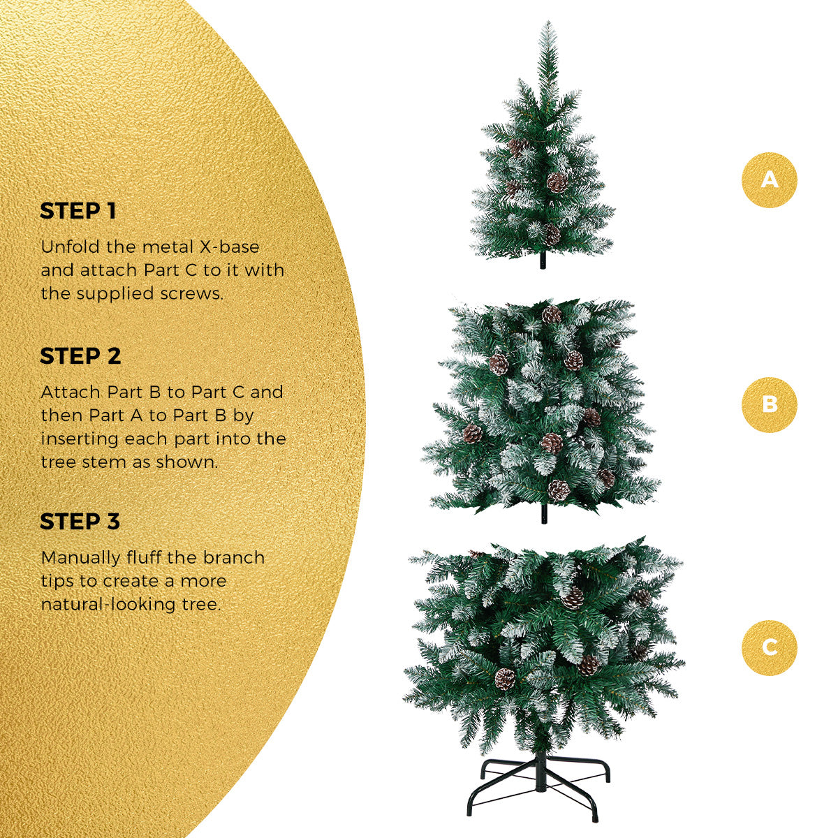 Tinseltown Slim Christmas Tree 6FT 1.8M Pine Cones Decor Green 480 Tips